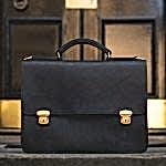 Handmade leather Folio Briefcase in Italian saddle hide antique black colour.