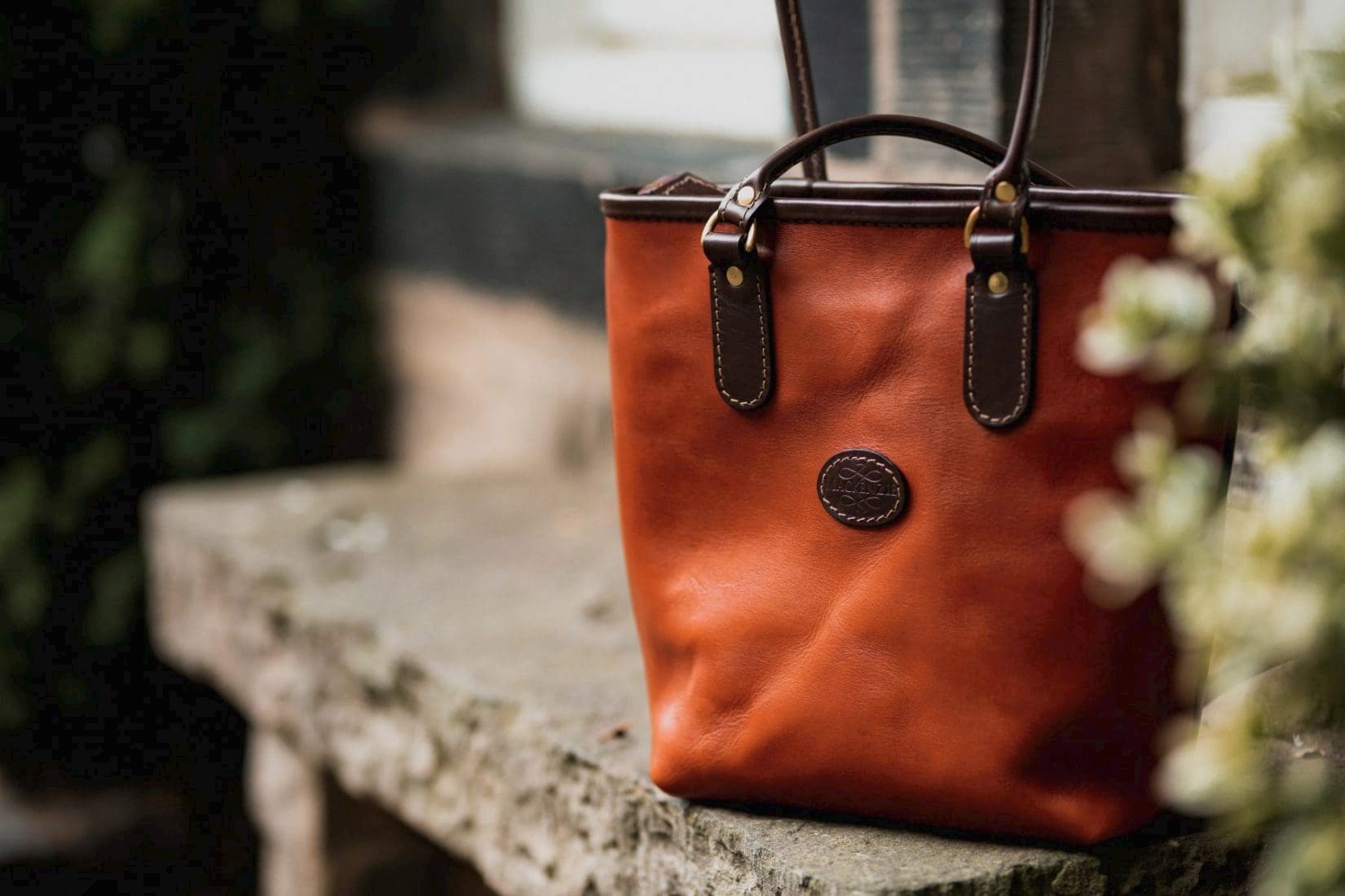 Handmade leather College Tote, backpack and handbag in Spanish soft hide shiny tan colour.